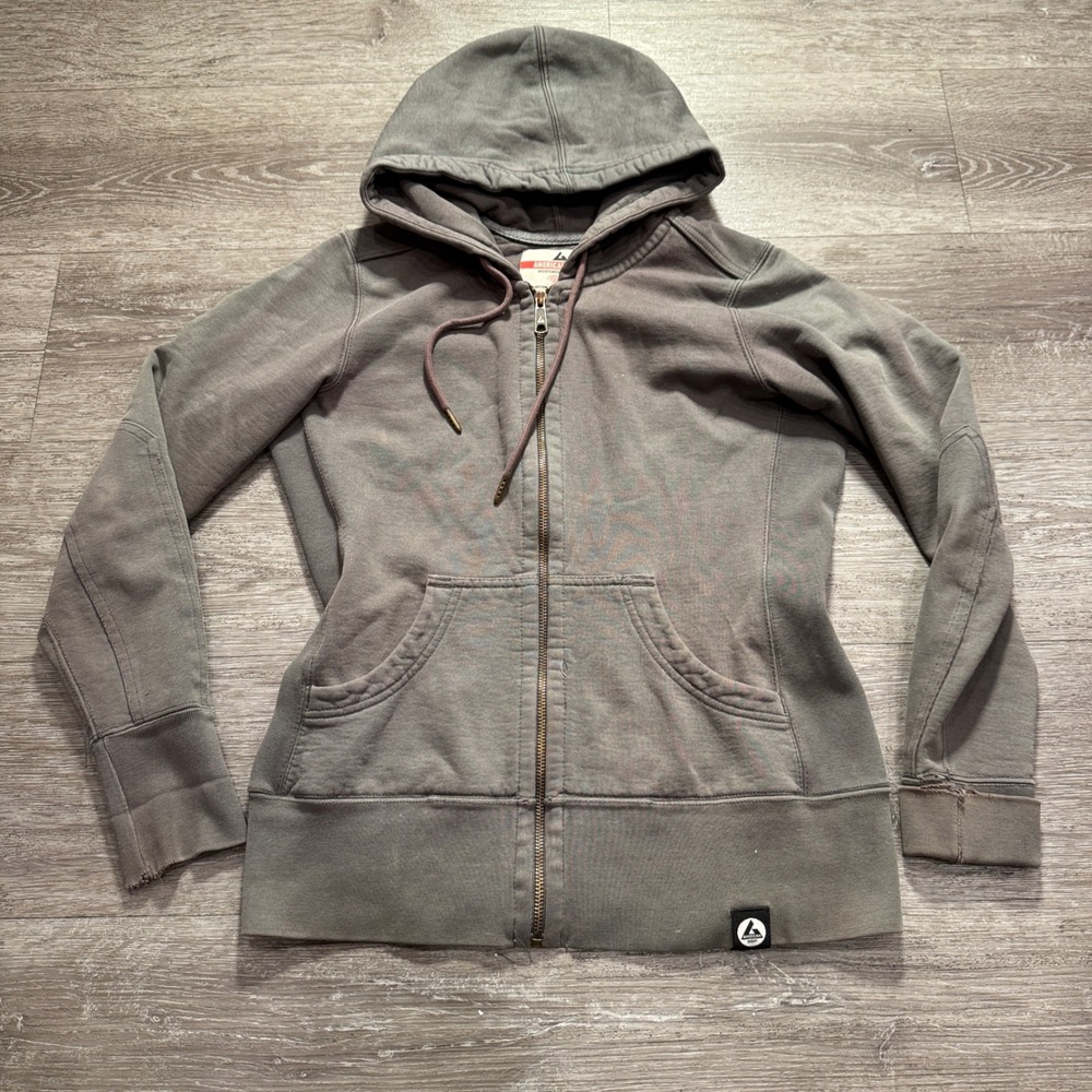 American Giant Hoodie Women S Gray Cotton Full Zip Heavyweight Fleece USA Made